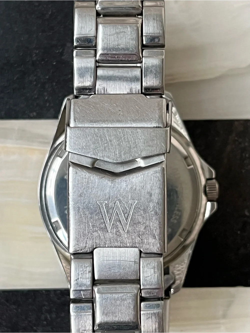 Mens Waltham Quartz Black Dial Tachymeter Date 100M Steel Bracelet 41mm Working